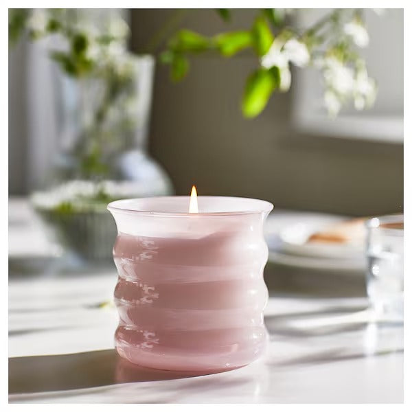 IKEA Lugnare scented candle in glass jasmine pink