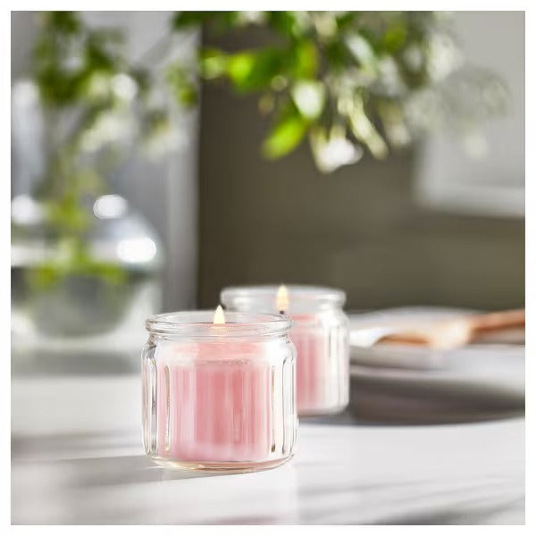 IKEA Lugnare scented candle in glass jasmine pink