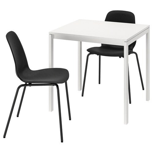 IKEA MELLTORP / LIDÅS Table and 2 chairs, white white/black black |  IKEA Dining sets up to 2 chairs | IKEA Dining sets | Eachdaykart