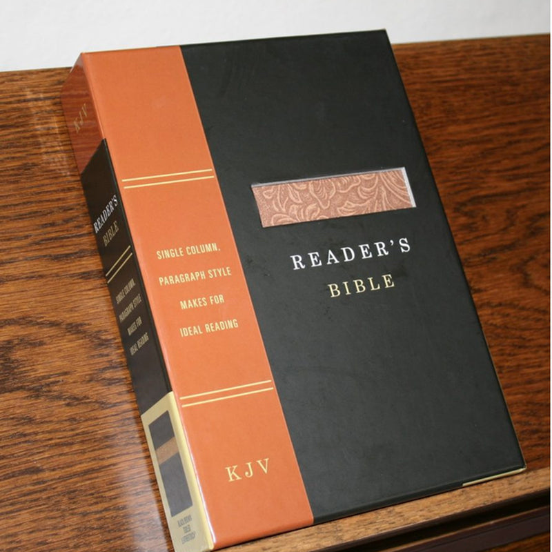KJV Readers Bible Black Brown Tooled LeatherTouch English Bible