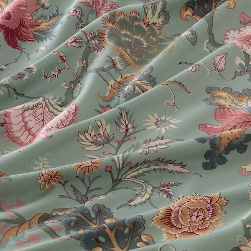 IKEA NASSELKLOCKA Fitted sheet, light green-grey/multicolour | IKEA Bedsheets | IKEA Home textiles | Eachdaykart