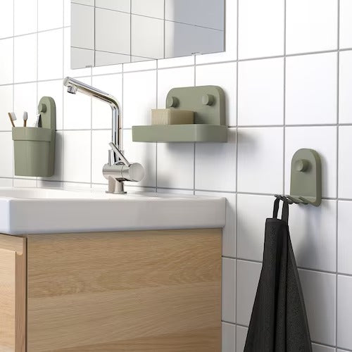 IKEA OBONAS Container with suction cup, grey-green | IKEA Showers | IKEA Bathroom products | Eachdaykart