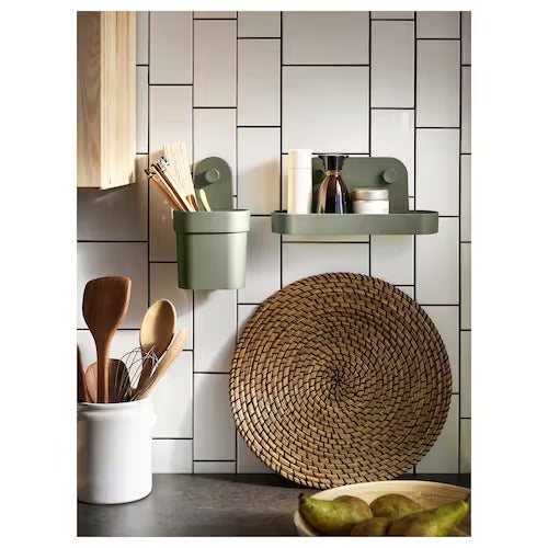 IKEA OBONAS Container with suction cup, grey-green | IKEA Showers | IKEA Bathroom products | Eachdaykart