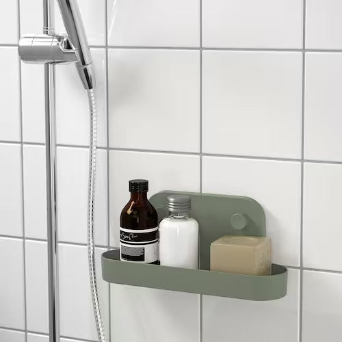 IKEA OBONAS Wall shelf with suction cup, grey-green | IKEA Showers | IKEA Bathroom products | Eachdaykart
