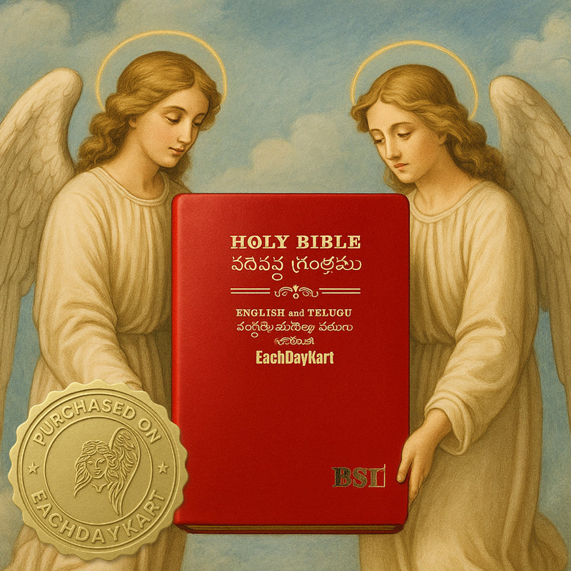 Eachdaykart Holy Bible, English ESV and Telugu OV Bilingual Diglot, Red Rexin Cover, BSI Edition