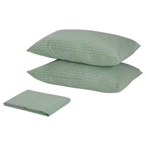 IKEA RODVED Flat sheet and pillowcase, white/green | IKEA Bedsheets | IKEA Home textiles | Eachdaykart