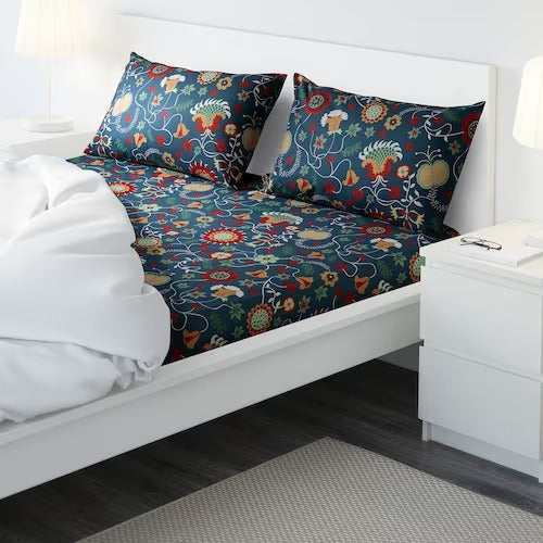 IKEA ROSENRIPS Flat sheet and pillowcase, blue/patterned | IKEA Bedsheets | IKEA Home textiles | Eachdaykart