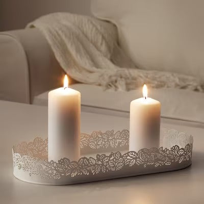 IKEA SAMVERKA Candle dish, oval white | IKEA Candle holders | IKEA Decoration | Eachdaykart