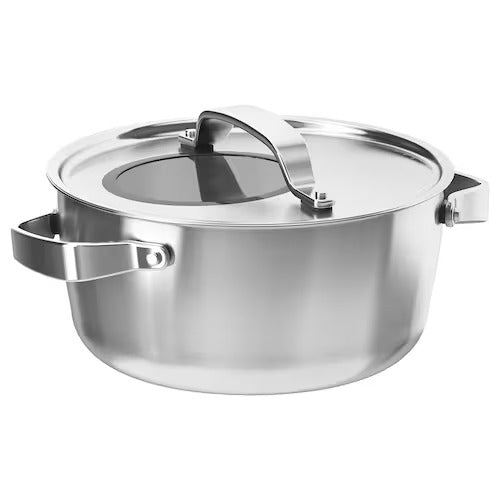 IKEA SENSUELL Pot with lid, stainless steel/grey | IKEA Pots & sauce pans | Eachdaykart