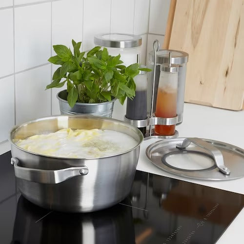 IKEA SENSUELL Pot with lid, stainless steel/grey | IKEA Pots & sauce pans | Eachdaykart