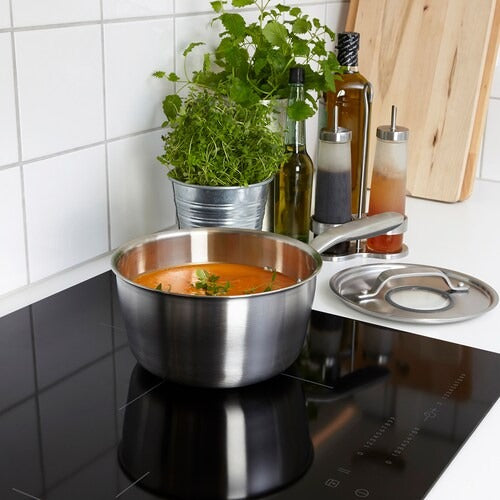 IKEA SENSUELL Saucepan with lid, stainless steel/grey | IKEA Pots & sauce pans | Eachdaykart