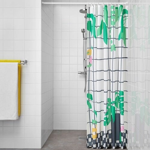 IKEA SNOJONKVILL Shower curtain, white/green | IKEA Showers | IKEA Bathroom products | Eachdaykart
