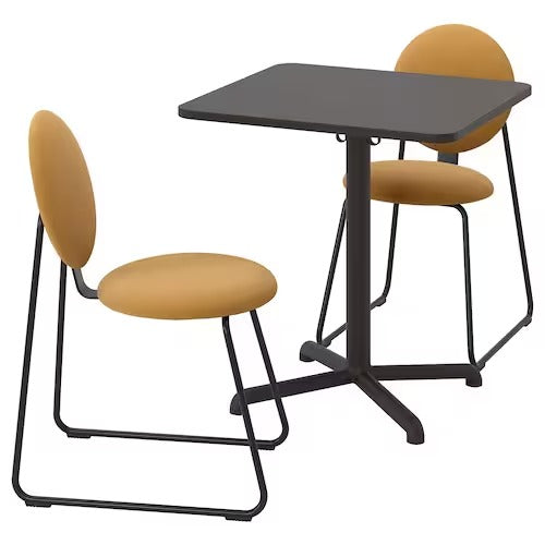IKEA STENSELE / MANHULT Table and 2 chairs, anthracite anthracite/Hakebo yellow-brown |  IKEA Dining sets up to 2 chairs | IKEA Dining sets | Eachdaykart