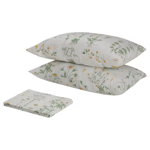 IKEA STRANDKRYPA Flat sheet and pillowcase, floral patterned/white | IKEA Bedsheets | IKEA Home textiles | Eachdaykart