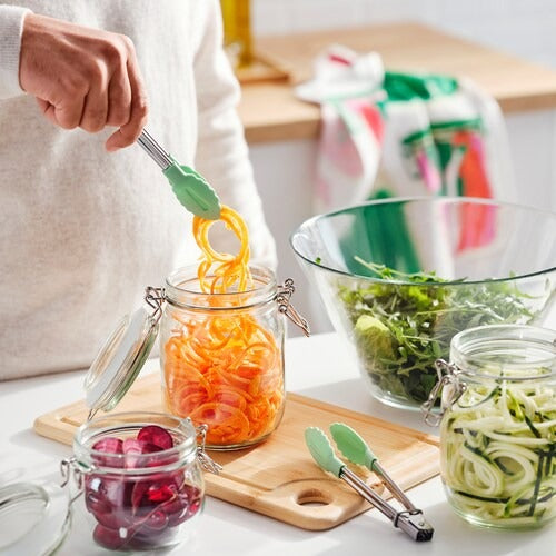IKEA TABBERAS Tongs, stainless steel/green | IKEA Cooking utensils | Eachdaykart