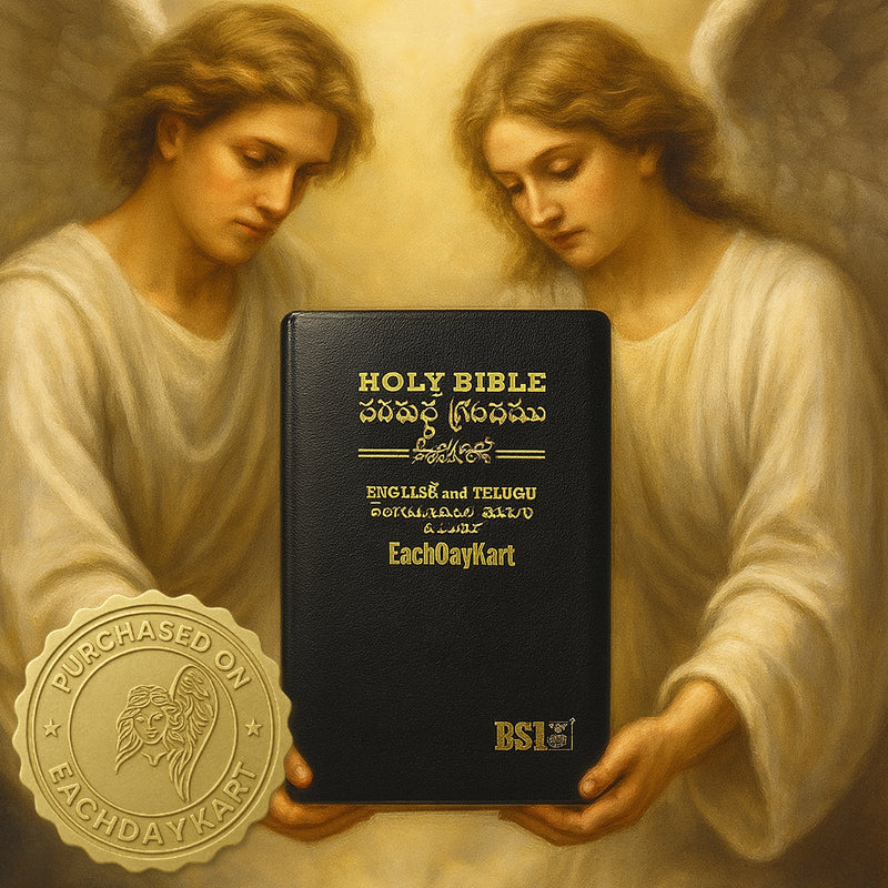 Eachdaykart Holy Bible Bilingual (English & Telugu) – Leatherette Black (BSI)