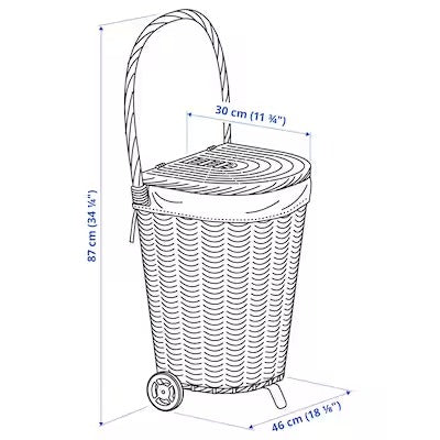 IKEA TOLKNING Laundry basket with wheels, handmade Willow | IKEA Laundry baskets | Eachdaykart