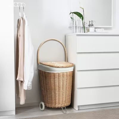 IKEA TOLKNING Laundry basket with wheels, handmade Willow | IKEA Laundry baskets | Eachdaykart