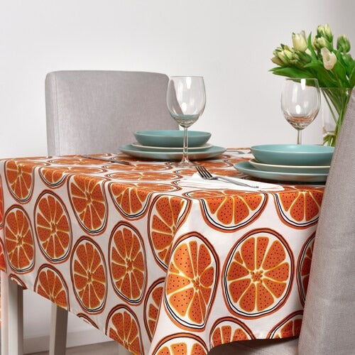 TORVFLY Tablecloth, patterned/off-white orange | Table Linen | Home textiles