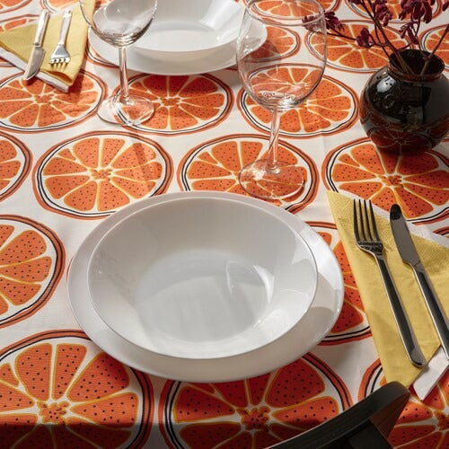 TORVFLY Tablecloth, patterned/off-white orange | Table Linen | Home textiles