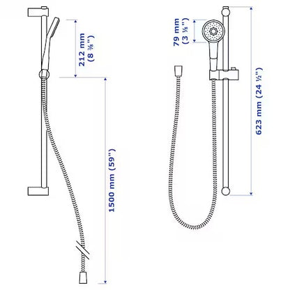 IKEA VALLAMOSSE Riser rail with handshower kit, chrome-plated | IKEA Showers | IKEA Bathroom products | Eachdaykart