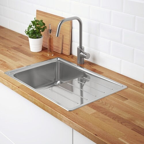 IKEA VATTUDALEN Inset sink, 1 bowl with drainboard, stainless steel | IKEA Kitchen sinks | IKEA Modular Kitchens | Eachdaykart