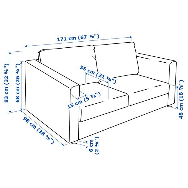 IKEA Vimle 2 seat sofa saxemara black blue