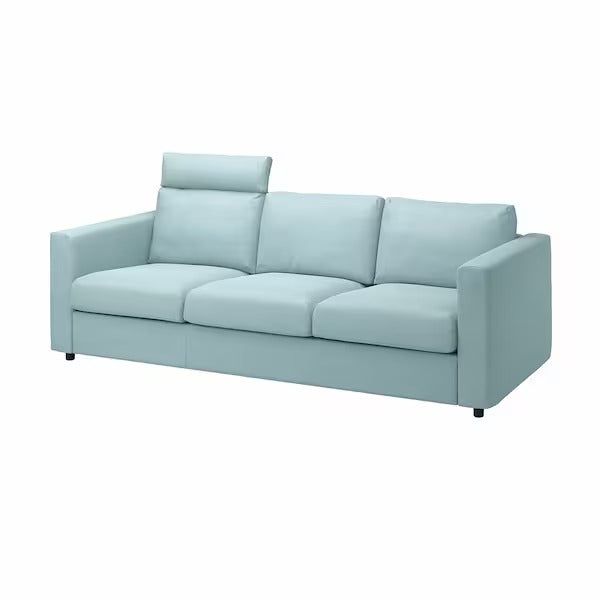 IKEA Vimle 3 seat sofa with headrest saxemara light blue