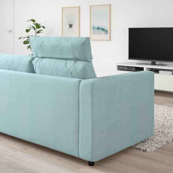 IKEA Vimle 3 seat sofa with headrest saxemara light blue