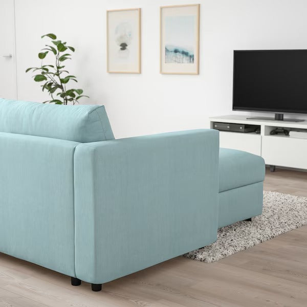 IKEA Vimle 4 seat sofa with chaise longue saxemara light blue