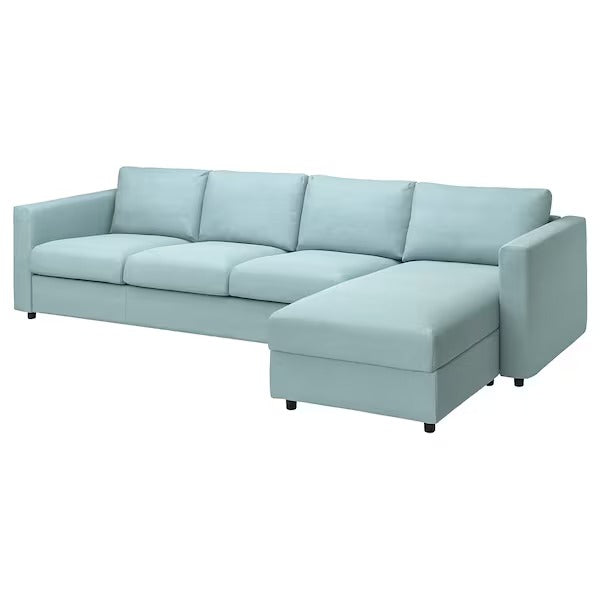 IKEA Vimle 4 seat sofa with chaise longue saxemara light blue