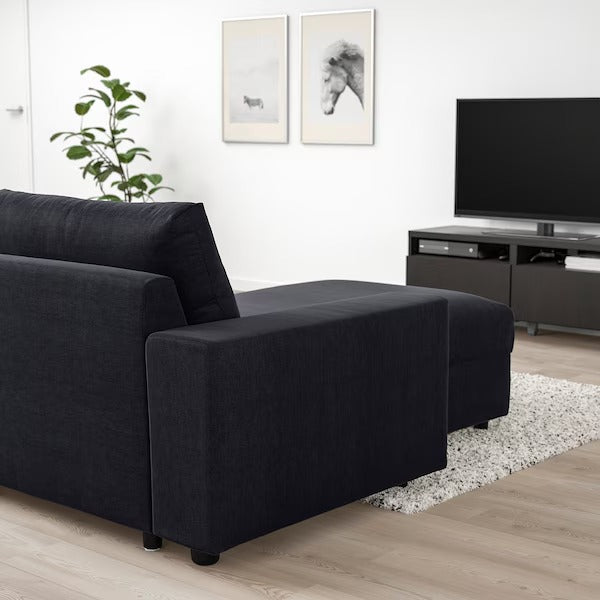 IKEA Vimle 4 seat sofa with chaise longue wide armrests black blue