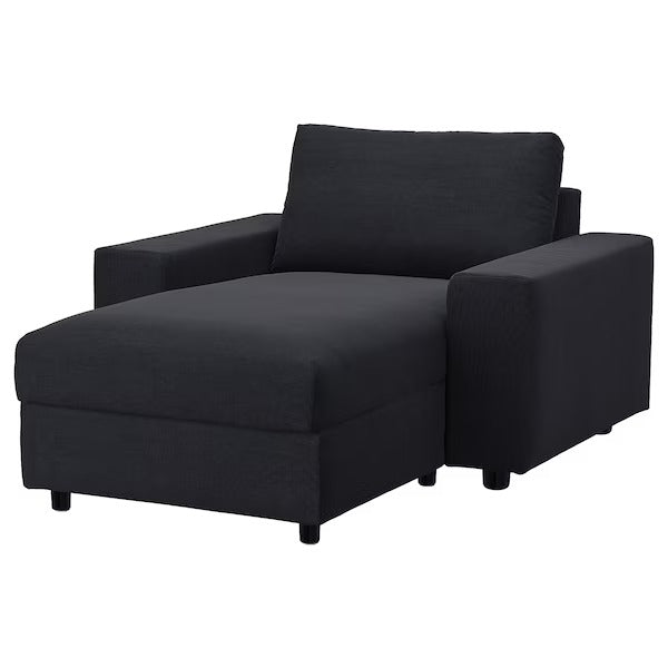 IKEA Vimle chaise longue with wide armrests saxemara black blue