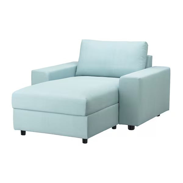 IKEA Vimle cover for chaise longue with wide armrests saxemara light blue
