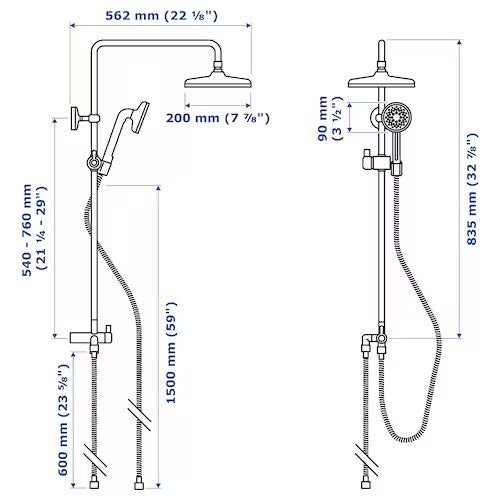 IKEA VOXNAN Head/handshower kit with diverter, chrome-plated | IKEA Showers | IKEA Bathroom products | Eachdaykart