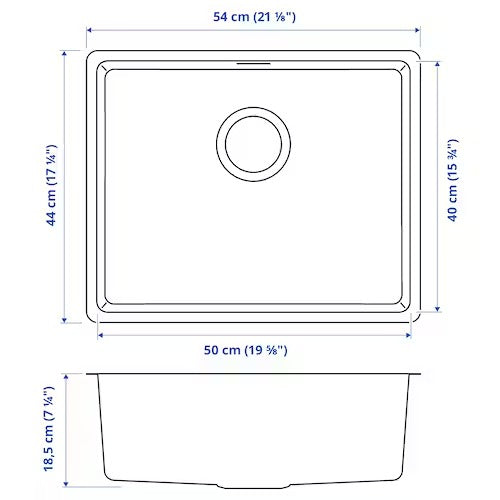 IKEA VRESJON Inset sink, 1 bowl, stainless steel | IKEA Kitchen sinks | IKEA Modular Kitchens | Eachdaykart
