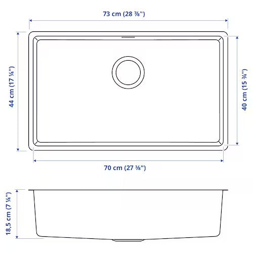 IKEA VRESJON Inset sink, 1 bowl, stainless steel | IKEA Kitchen sinks | IKEA Modular Kitchens | Eachdaykart