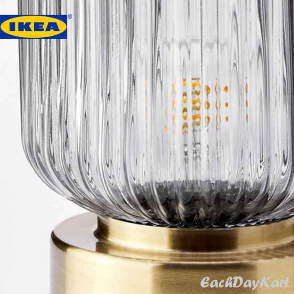 SOLKLINT Table lamp, brass/grey clear glass - IKEA - EachDayKart