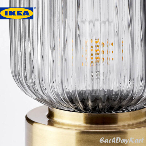 SOLKLINT Table lamp, brass/grey clear glass - IKEA