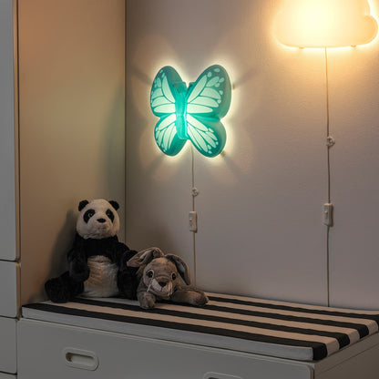 IKEA UPPLYST LED wall lamp, butterfly light blue | IKEA Children's lighting | Eachdaykart