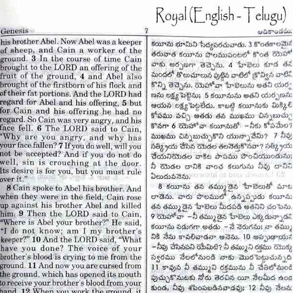 Telugu English Royal Diglot bible Korean Print with Leather By BSI | Telugu Bibles | Telugu Koran Print Bibles - EachDayKart