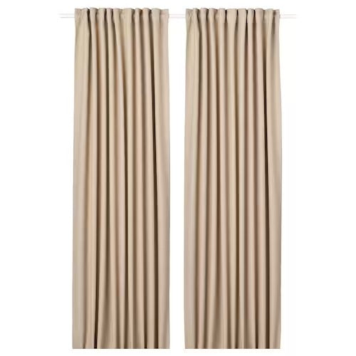 IKEA ANNAKAJSA Room darkening curtains, 1 pair, beige | IKEA Room darkening curtains | IKEA Curtains | Eachdaykart - EachDayKart