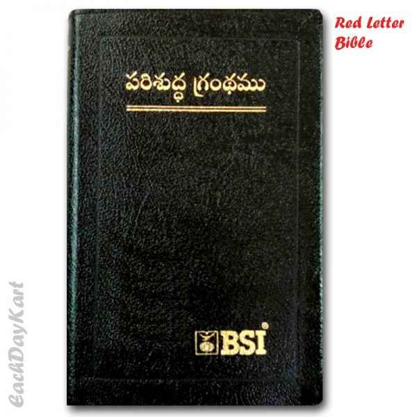 Holy Bible-Red Letter Version (Telugu) – Leather bound with Zip- By The Bible Society of India – Telugu Bibles - EachDayKart