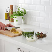 IKEA BESTAMMA Food container with lid, set of 3, glass | Food containers | Storage & organisation | Eachdaykart - EachDayKart