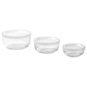 IKEA BESTAMMA Food container with lid, set of 3, glass | Food containers | Storage & organisation | Eachdaykart - EachDayKart