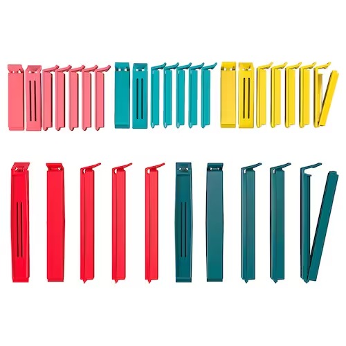 IKEA BEVARA Sealing clip, set of 30, mixed colours/mixed sizes | Food containers | Storage & organisation | Eachdaykart