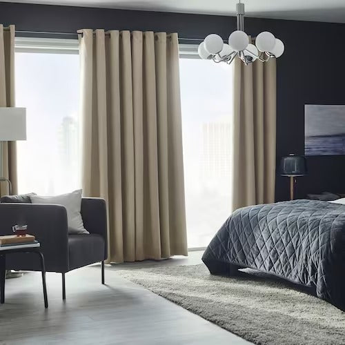 IKEA BIRTNA Block-out curtains, 1 pair, beige | IKEA Block-out curtains | IKEA Curtains | Eachdaykart - EachDayKart