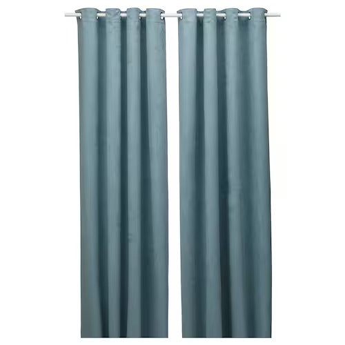 IKEA BIRTNA Block-out curtains, 1 pair, light grey-turquoise | IKEA Block-out curtains | IKEA Curtains | Eachdaykart - EachDayKart