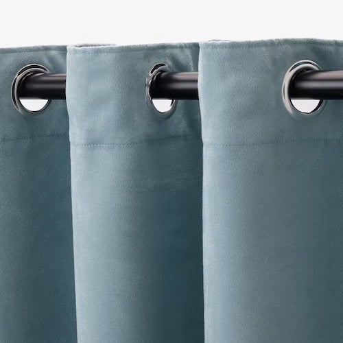 IKEA BIRTNA Block-out curtains, 1 pair, light grey-turquoise | IKEA Block-out curtains | IKEA Curtains | Eachdaykart - EachDayKart