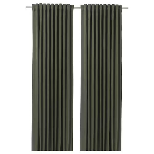 IKEA BLAHUVA Block-out curtains, 1 pair, green | IKEA Block-out curtains | IKEA Curtains | Eachdaykart - EachDayKart
